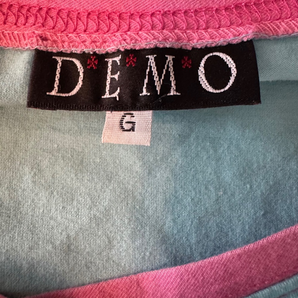 Y2K Cyber Retro Baby Tee Demo Short Sleeve Top Size Large Blue Pink - Picture 4 of 4